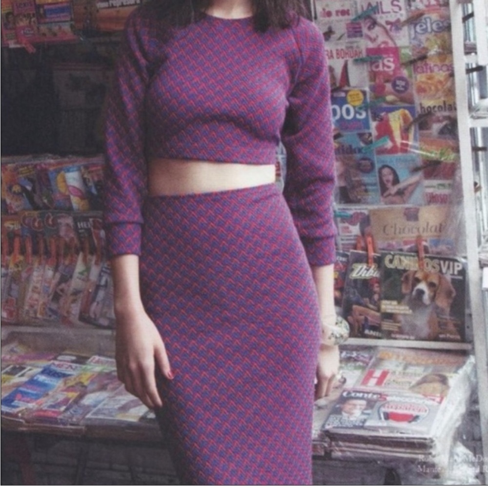American Apparel Purple and Red Skirt Set